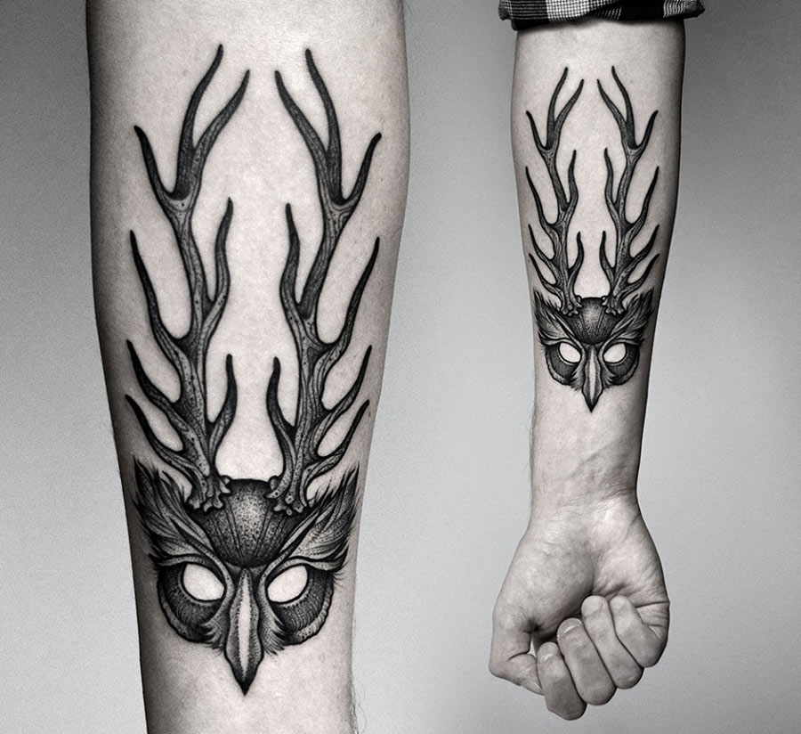 Antlers Forearm Tattoo