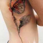 Butterfly Side Watercolor Tattoo