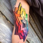 Colorful 3D Star Tattoo by Russ Abbott