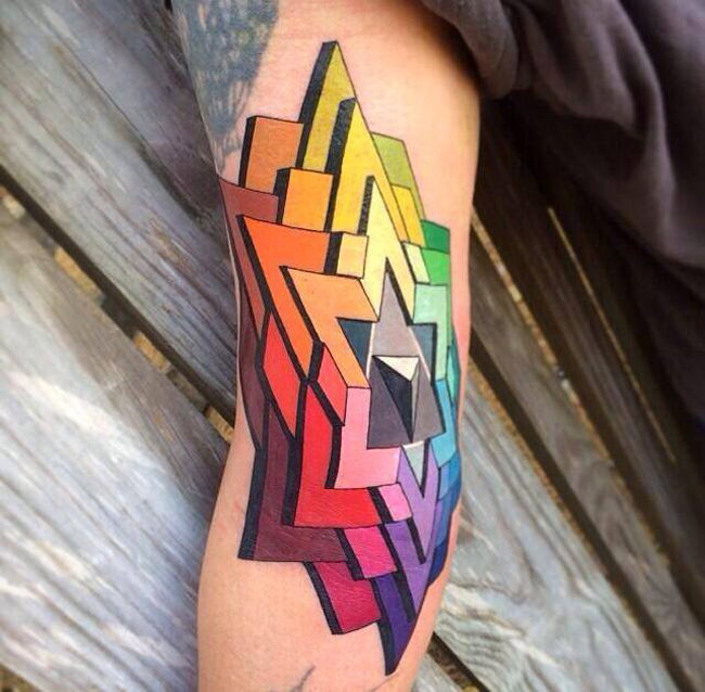 Colorful 3D Star Tattoo by Russ Abbott