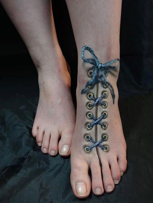 Laced Foot Tattoo