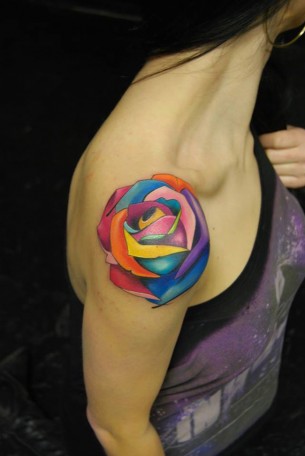 Multicolored Rose Tattoo
