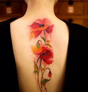 Watercolor Poppy Tattoo