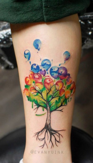 Balloon Tree Tattoo