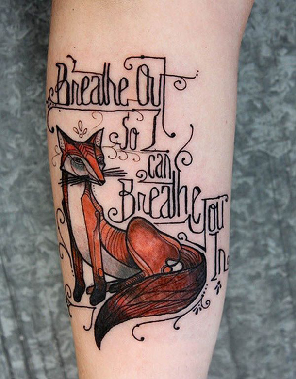 Breathe Out Fox Tattoo