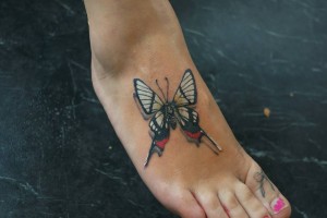 3D Butterfly Foot Tattoo
