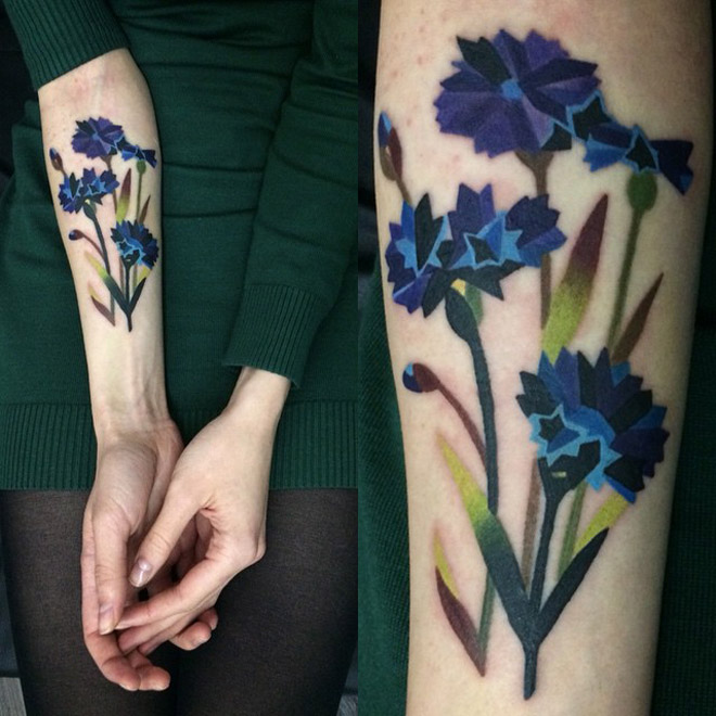 Cornflowers Arm Tattoo