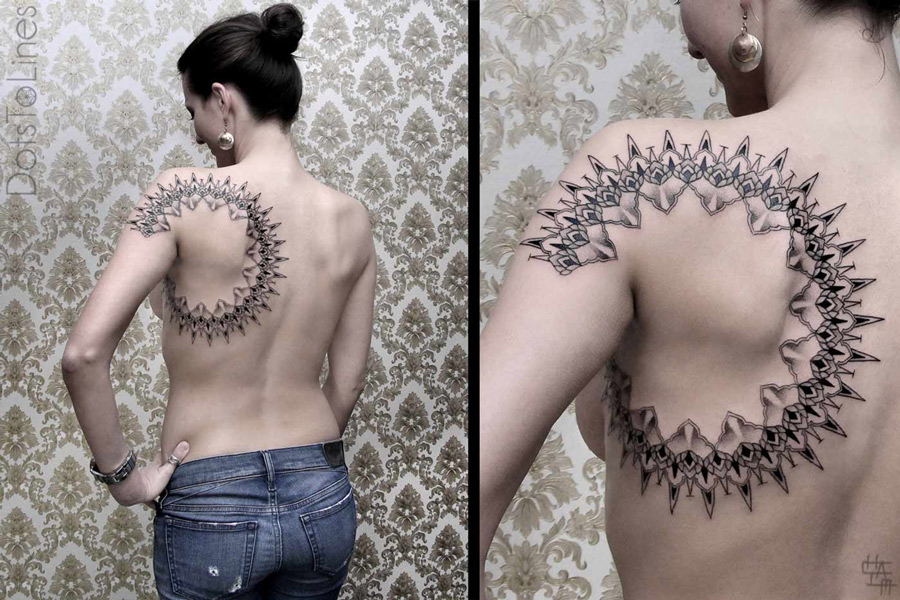Dots Lines Shoulder Tattoo