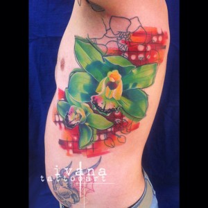 Green Orchids Side Tattoo