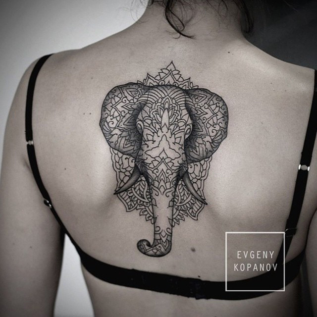 Mandala Elephant Back Tattoo
