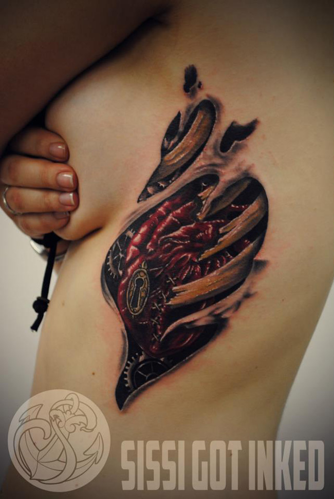 Patched Heart Tattoo