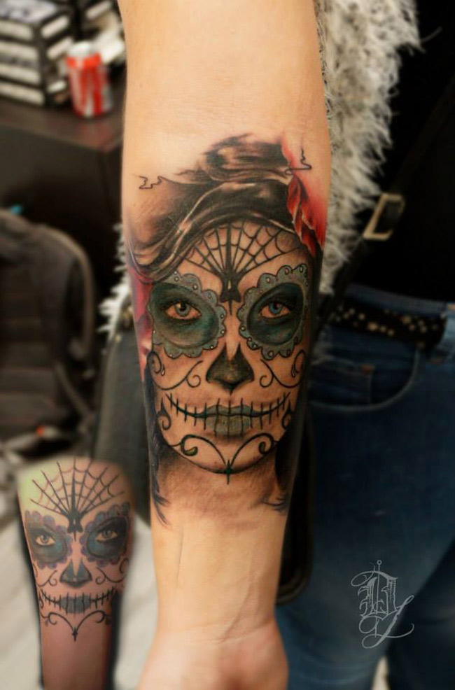 Sugar Skull Cover Up Tattoo