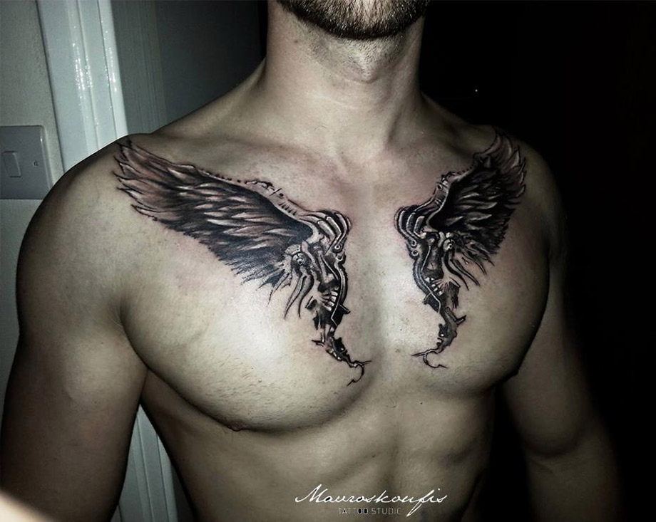 under breast tattoo wings