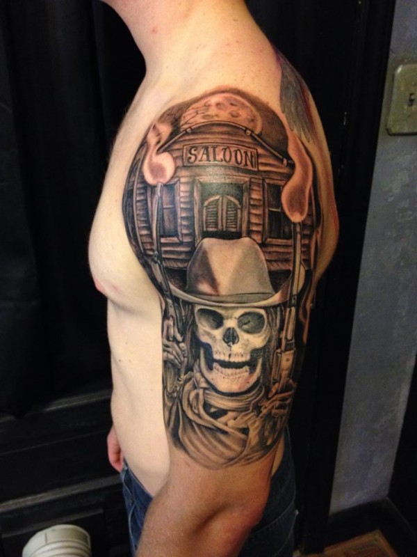 Saloon Skeleton Cowboy Sleeve