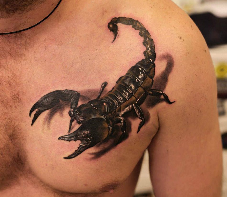 scorpion,3d,chest,guys ink,tattoo idea,art faktors,sivak denis.