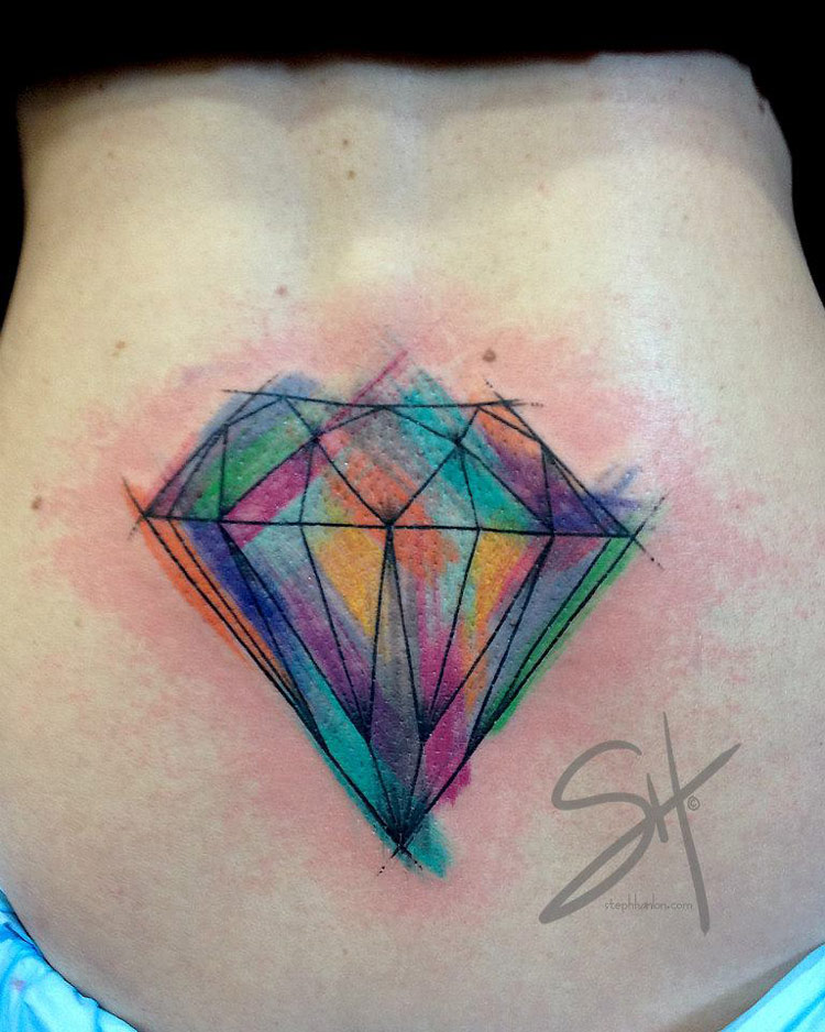 Watercolor Diamond Back Tattoo