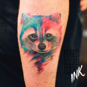 Watercolor Raccoon Tattoo