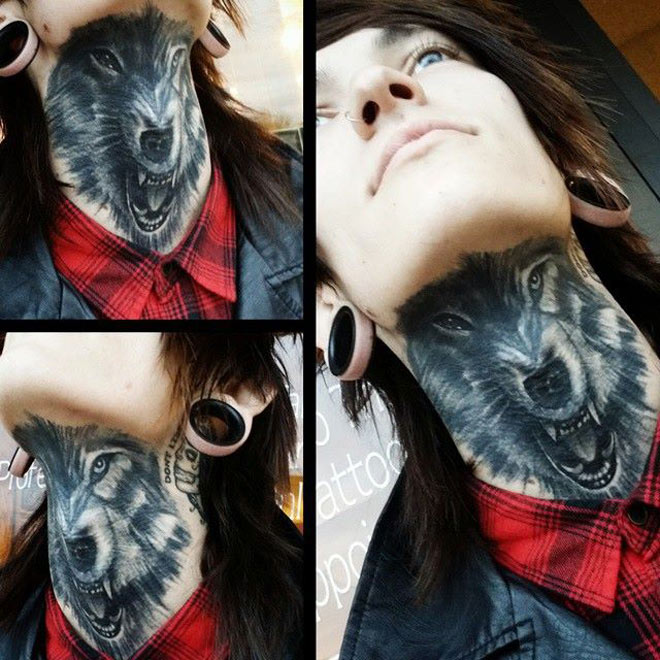 Wolf Throat Tattoo