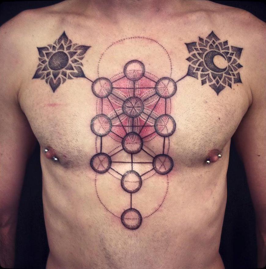Flower of Life With Moon & Sun