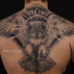 Owl & Skull Back Tattoo