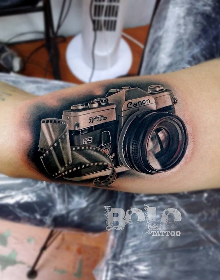 Canon Camera Arm Tattoo