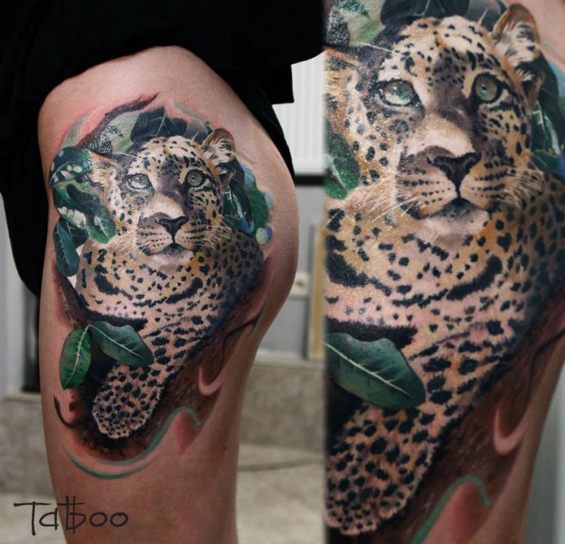 Leopard Hip Tattoo