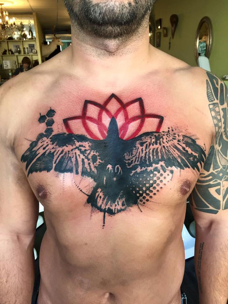 Raven chest piece done by Bradley Teitelbaum at White Rab...