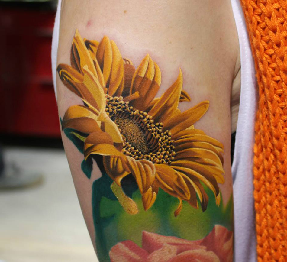 Left Forearm Sunflower Tattoo For Men