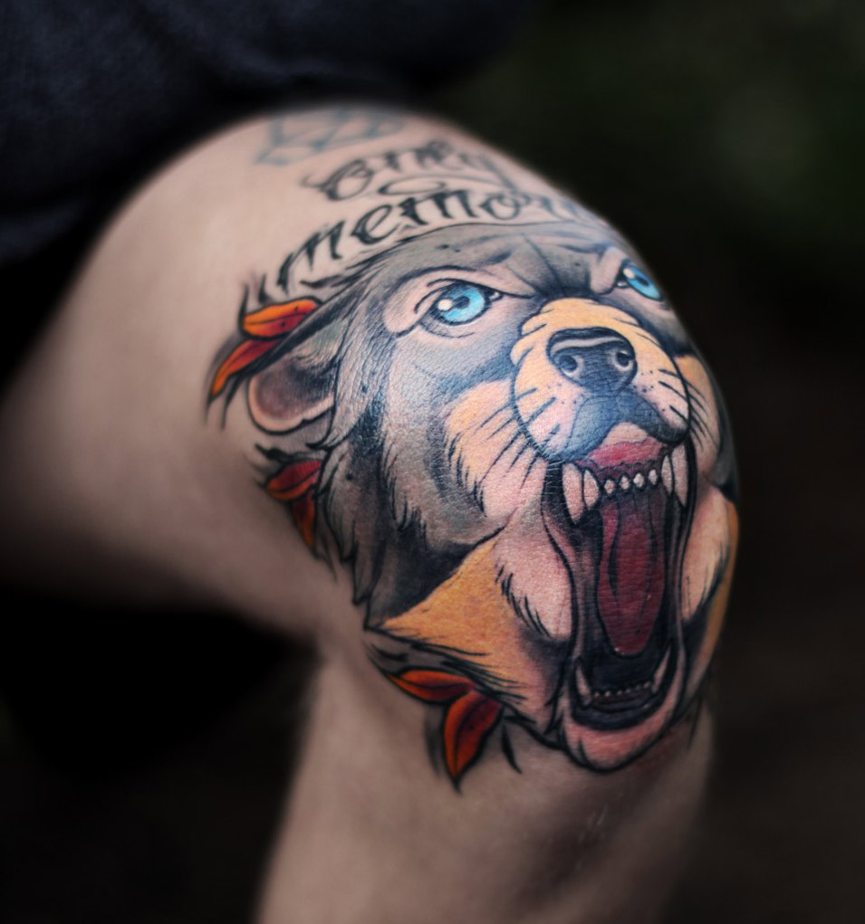 Wolf Knee Tattoo | Best Tattoo Ideas For Men & Women