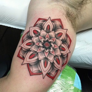 Red Mandala Arm Tattoo