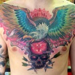 Eagle & Skull Chest Tattoo
