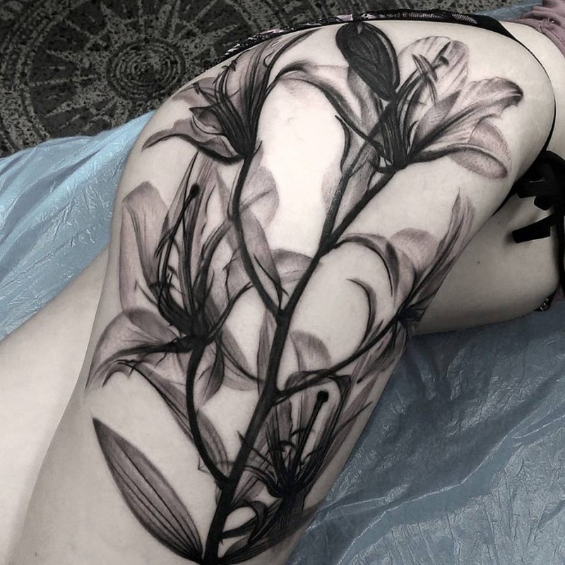 Lilies Hip Tattoo