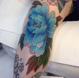 Blue Peony Flower Leg Piece