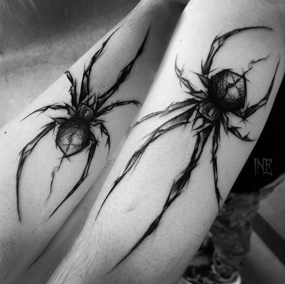Sketch Spider Forearm Tattoo