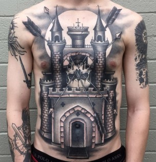Castle Chest Tattoo