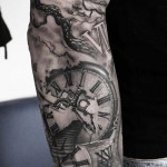 Clock, Eye & Stairway Sleeve Tattoo