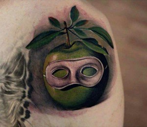 Masked Apple Tattoo