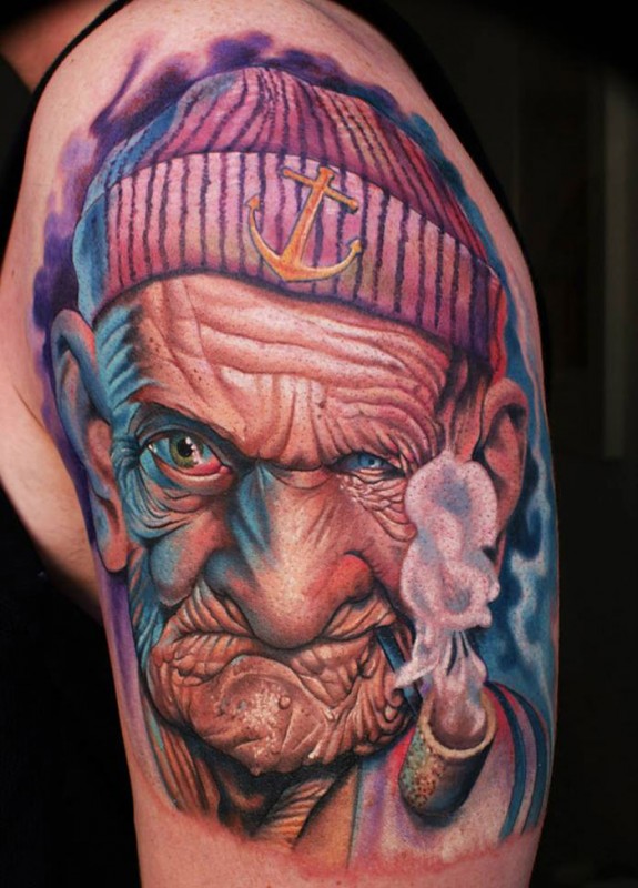 Old Man Sailor Tattoo
