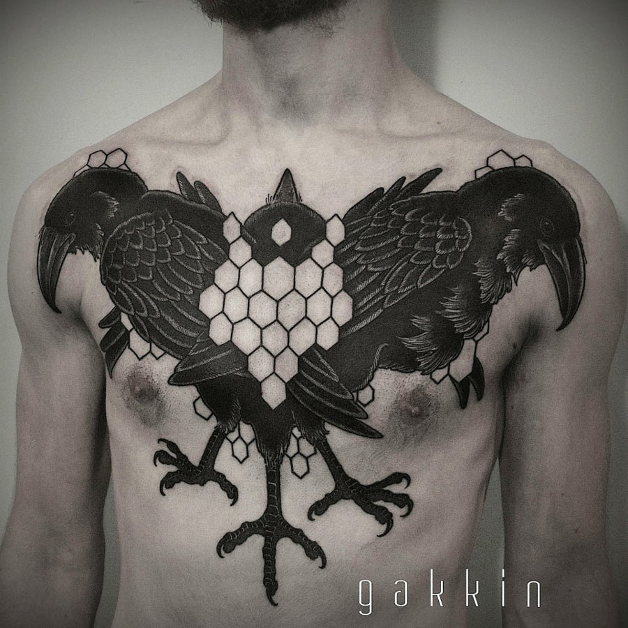 ThreeHeaded Raven Tattoo Best tattoo design ideas