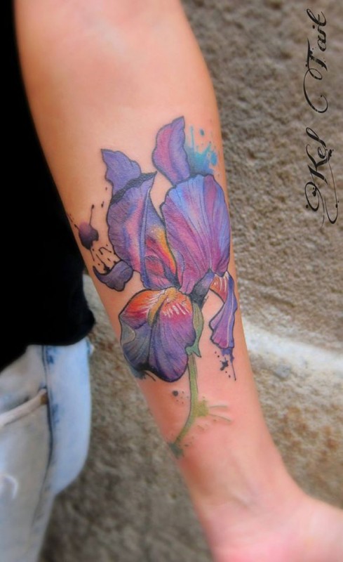 Watercolor Iris Tattoo