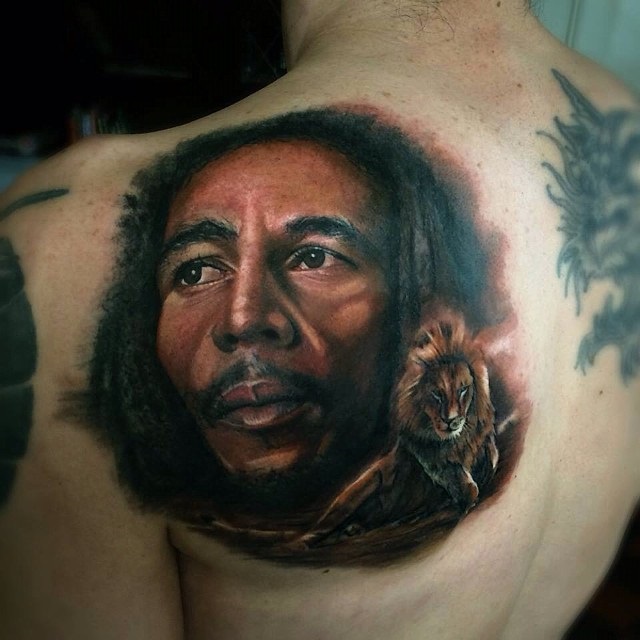 Bob Marley Back Tattoo