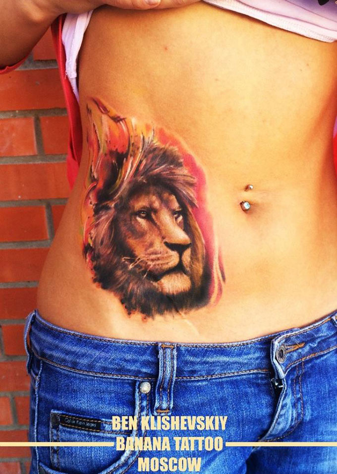 Lion Stomach Tattoo