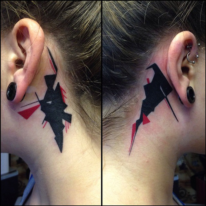 Abstract Tattoos Behind The Ears