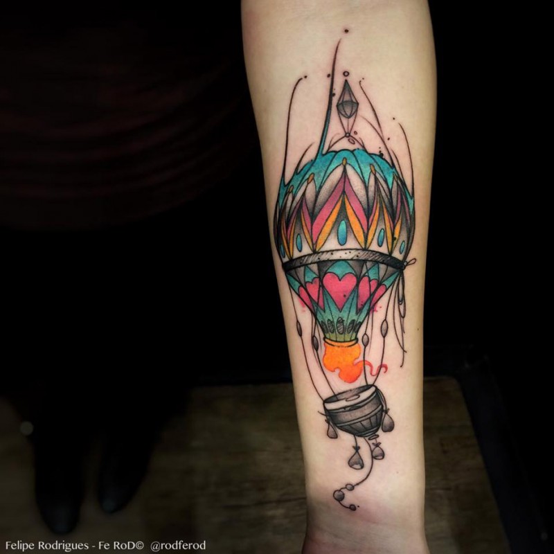 Hot Air Balloon Forearm Tattoo