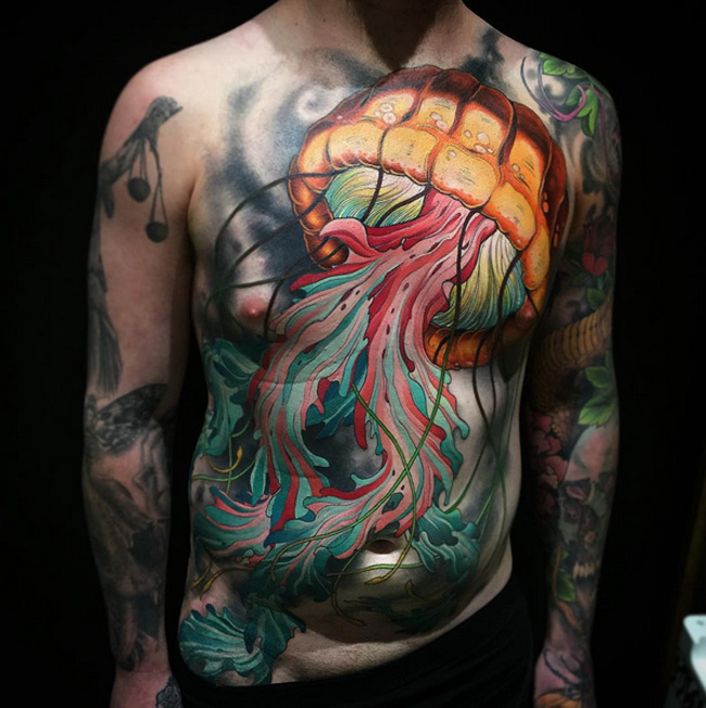 Jellyfish Front Tattoo
