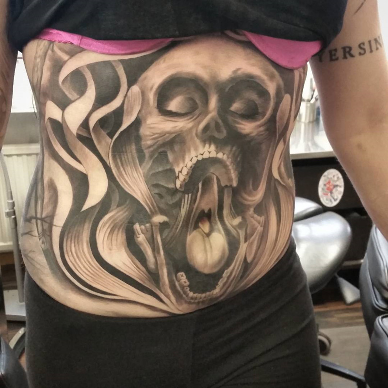 Skull Belly Tattoo