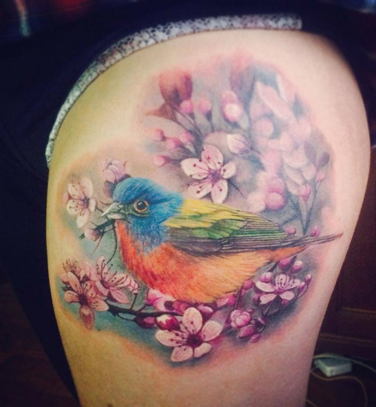 Colorful Bird Tattoo