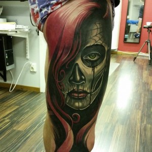 Day of the Dead Leg Tattoo
