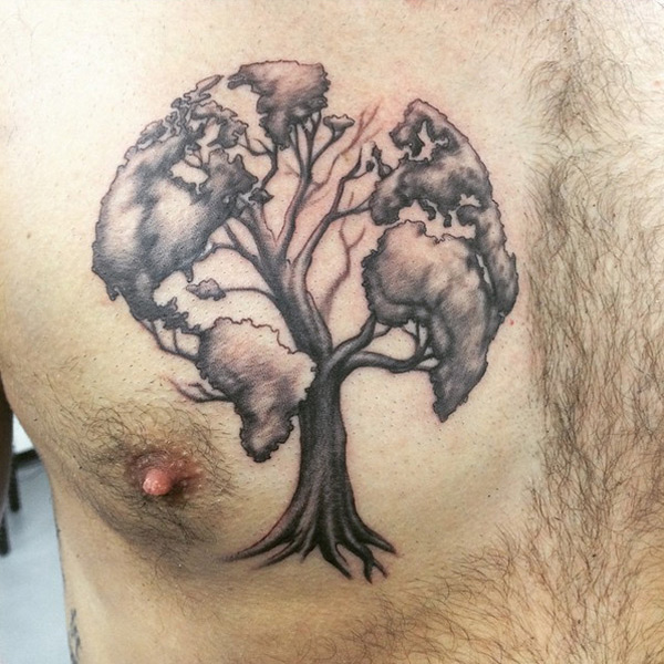 tree globe tattoo
