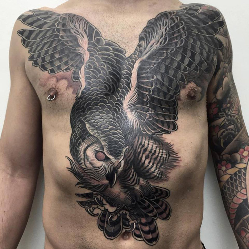 Owl Front Tattoo